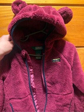 L.L. Bean Kids Plush Hooded Jacket in Berry-Pink